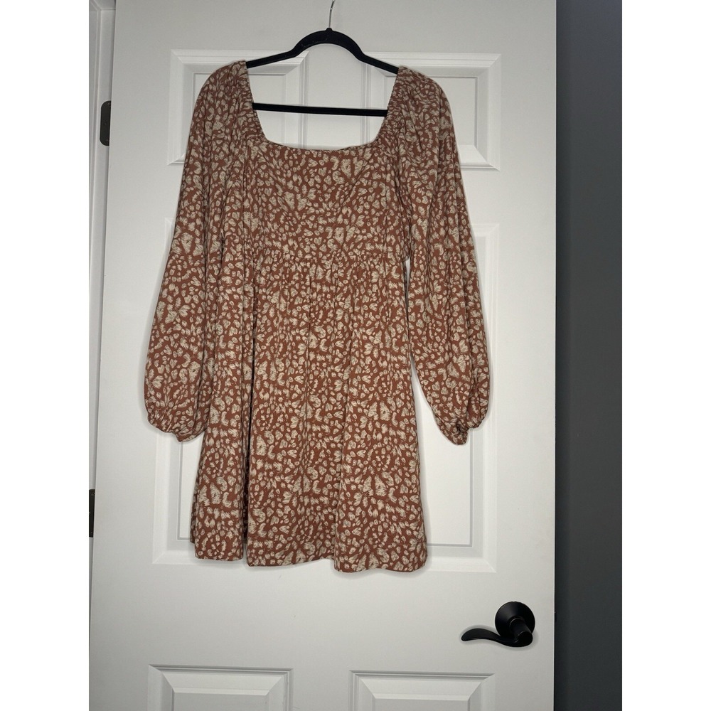 Very J  Off Shoulder Balloon Sleeve Mini Dress Large  Multicolor Print Nwt